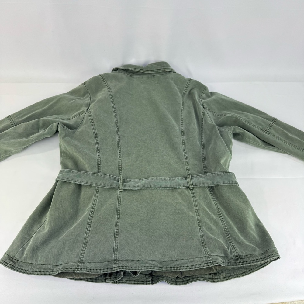 Anthropologie Plus 3X Everyday Belted Moto Jacket Light Green Lined Zip & Button - Picture 9 of 16